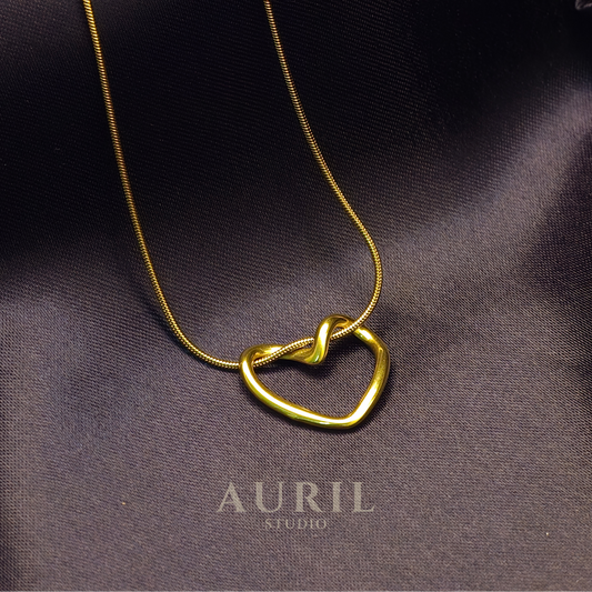 Anti Tarnish Open Heart Gold Pendant Necklace