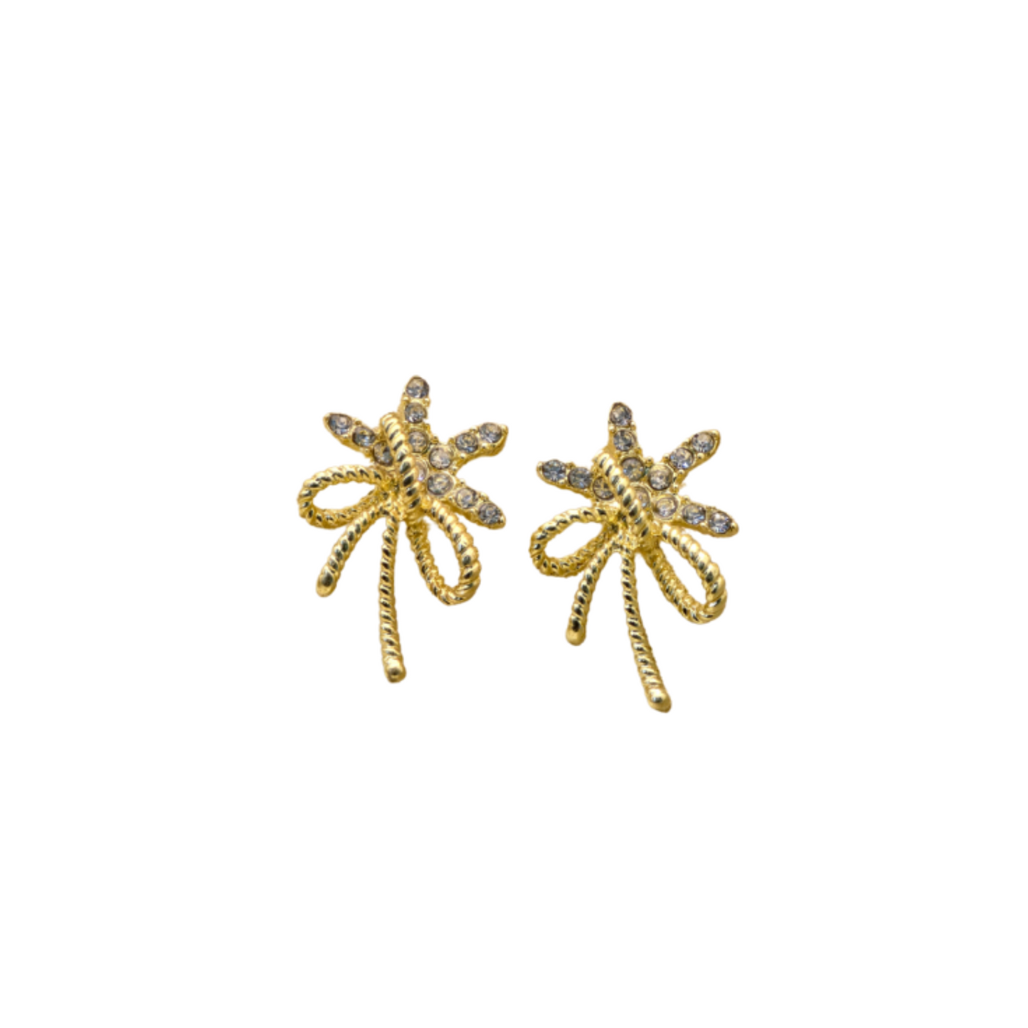 Celestial Starburst Ribbon Gold Stud Earrings