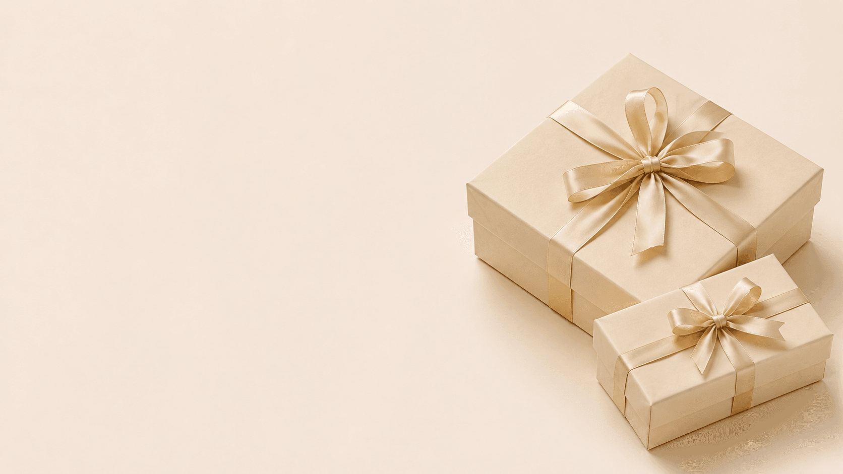 Cream gift boxes with satin bows