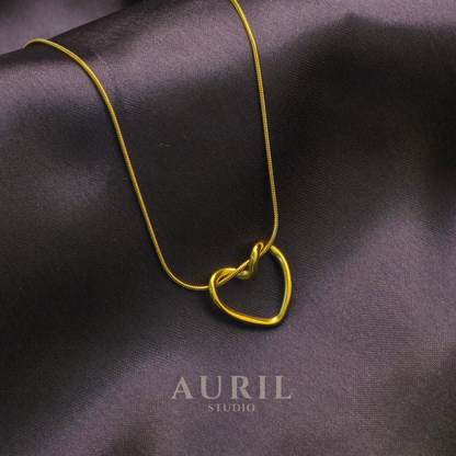 Anti Tarnish Open Heart Gold Pendant Necklace