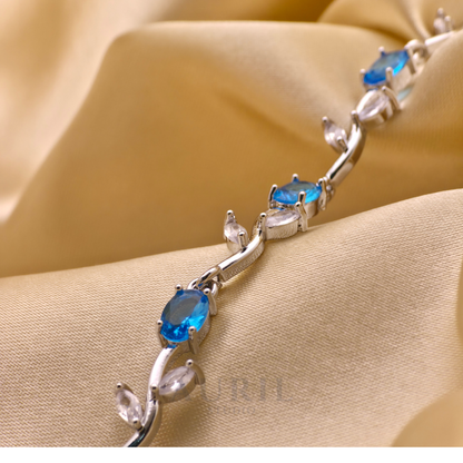 Tulip Vine Bracelet, Gemstone and Leaf Link Statement Bracelet for Women