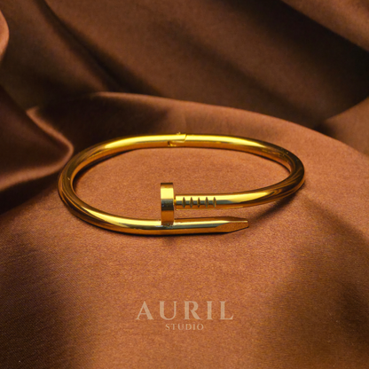 18K Gold Plated Nail Bangle Bracelet, Anti Tarnish Stainless Steel Kada for Women