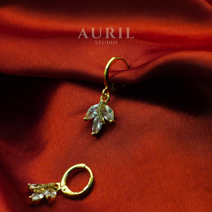Marquise CZ Leaf Cluster Drop Earrings, 18K Rose Gold Plated Anti Tarnish for Women