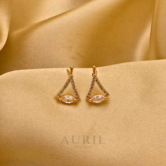 Marquise CZ V Drop Huggie Earrings, 18K Rose Gold Plated Anti Tarnish for Women