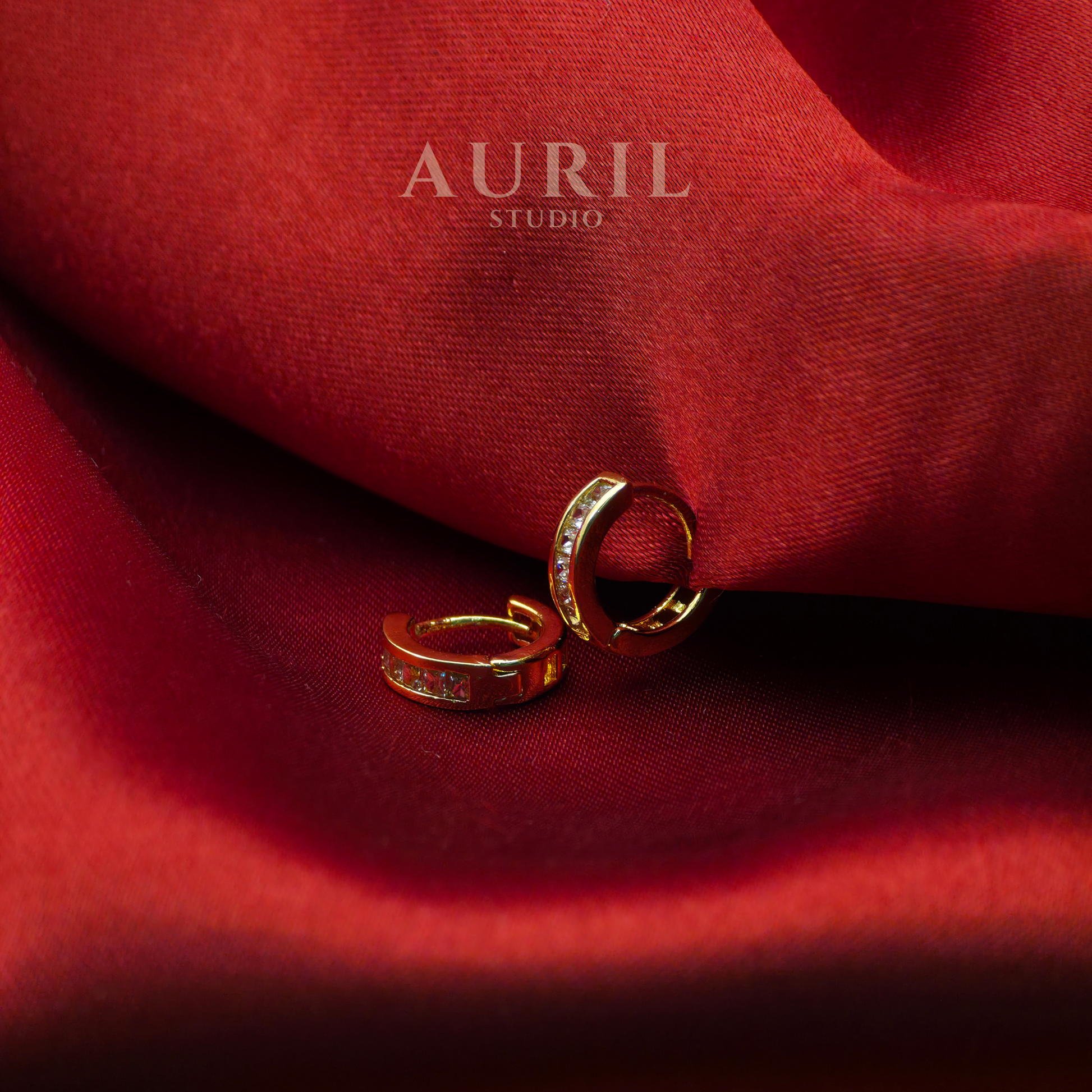 Channel Set CZ Huggie Hoop Earrings, 18K Rose Gold Plated Anti Tarnish for Women