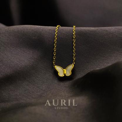 Anti Tarnish Mother of Pearl Butterfly Gold Necklace for Women