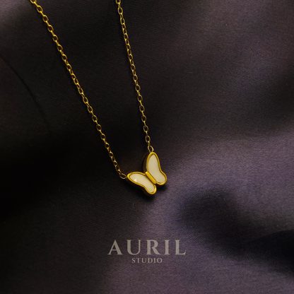Anti Tarnish Mother of Pearl Butterfly Gold Necklace for Women
