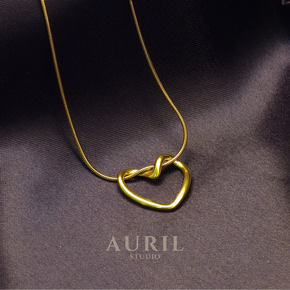 Anti Tarnish Open Heart Gold Pendant Necklace