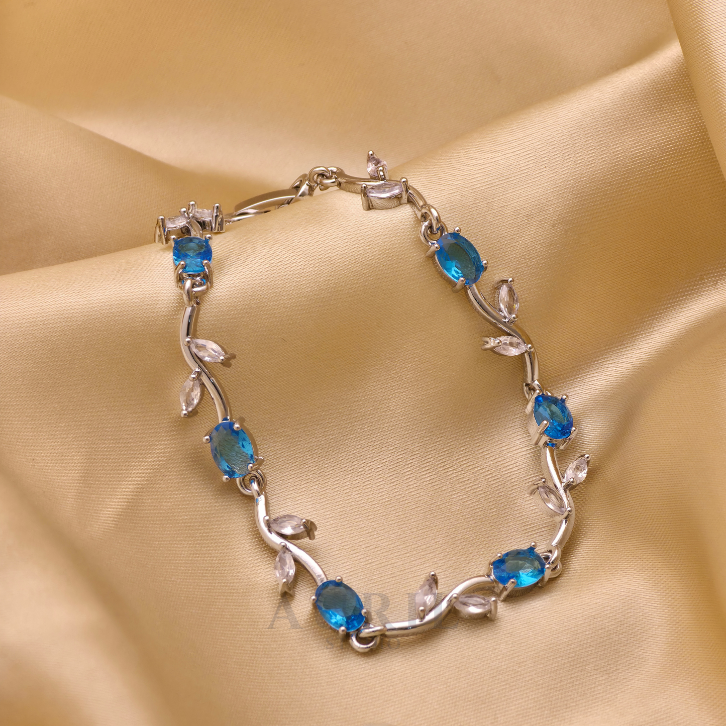 Tulip Vine Bracelet, Gemstone and Leaf Link Statement Bracelet for Women