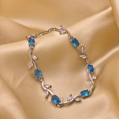 Tulip Vine Bracelet, Gemstone and Leaf Link Statement Bracelet for Women