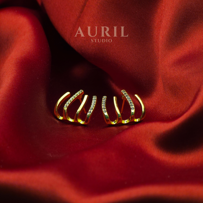 Crystal Claw Four-Prong Gold Stud Earrings