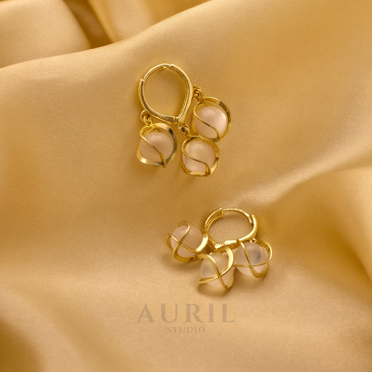 Lily of the Valley Opal Drop Huggie Earrings
