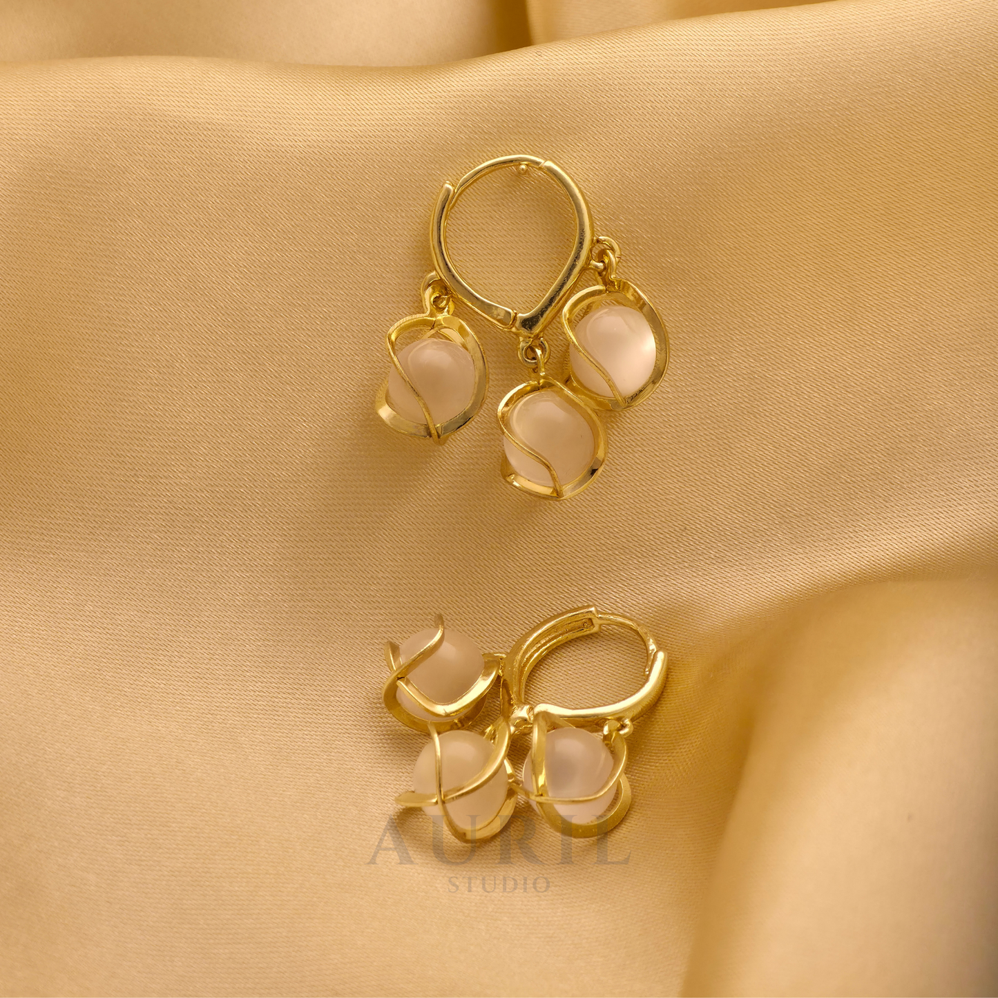 Lily of the Valley Opal Drop Huggie Earrings
