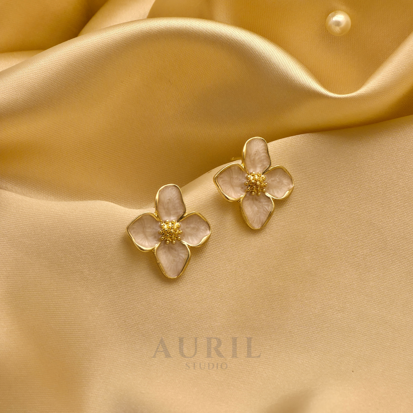 Jasmine Bloom Mother of Pearl Stud Earrings