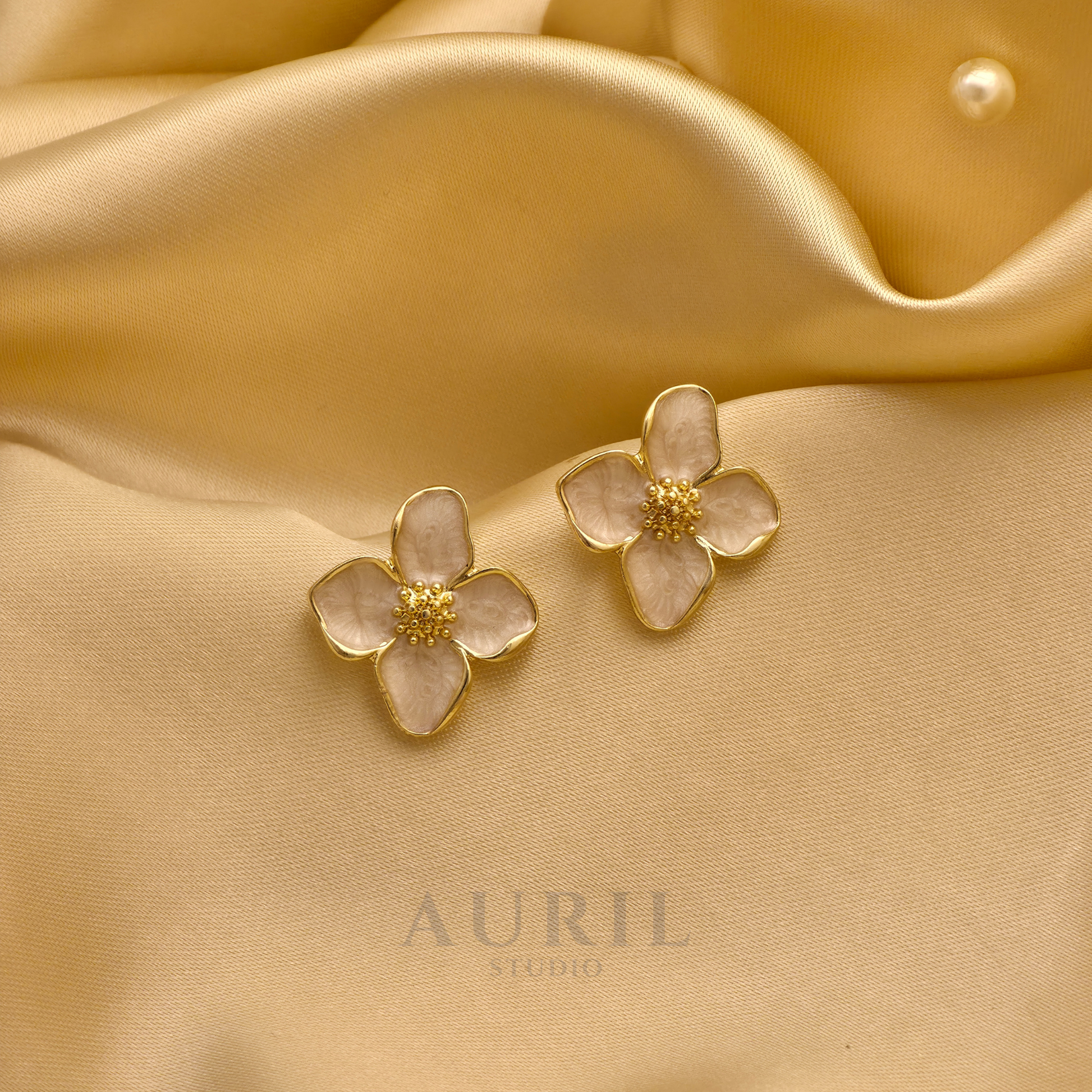 Jasmine Bloom Mother of Pearl Stud Earrings