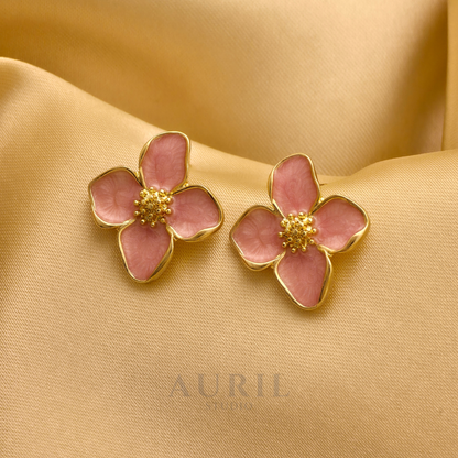 Jasmine Bloom Pink Enamel Stud Earrings